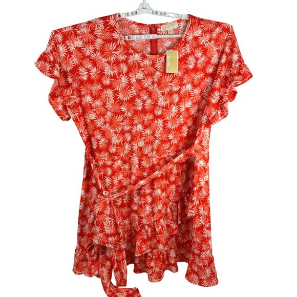 Michael Michael Kors Womens Red & White Floral Wrap Dress Size 3X - Picture 1 of 10